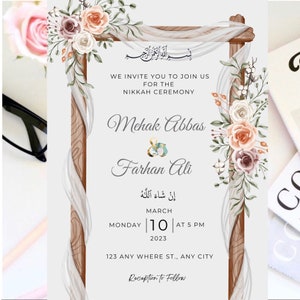 Nikah Invitation | Muslim Wedding Invitation | Nikkah invitation | Editable Template  | Downloadable | Printable Nikkah 7