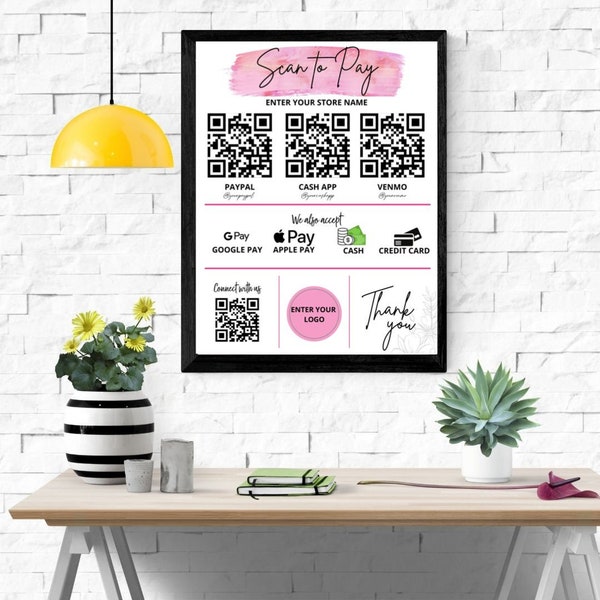 Printable Scan to Pay Sign Template - Effortlessly Accept Payments with QR Codes - Convenient and Easy-to-Use