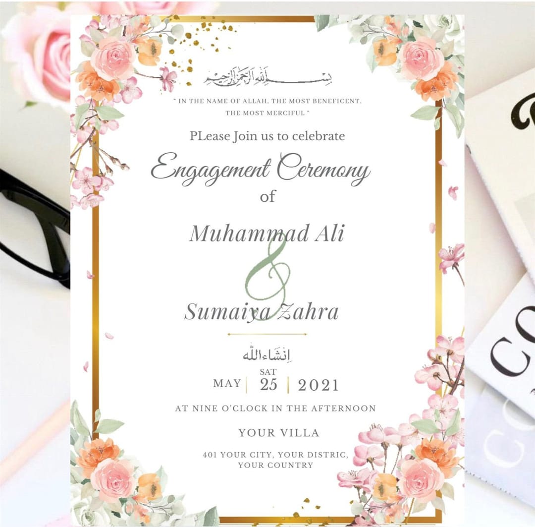 Muslim Engagement Invitation Islamic Engagement Invite Pakistani