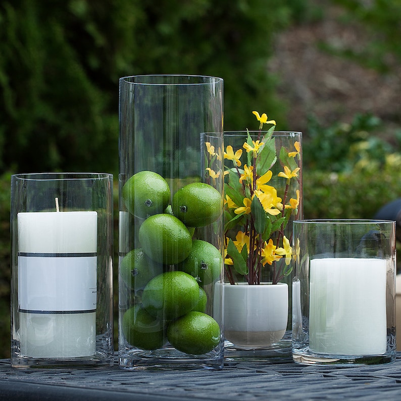 Clear Glass Cylinder Vase 4 Inches Diameter and Different Etsy