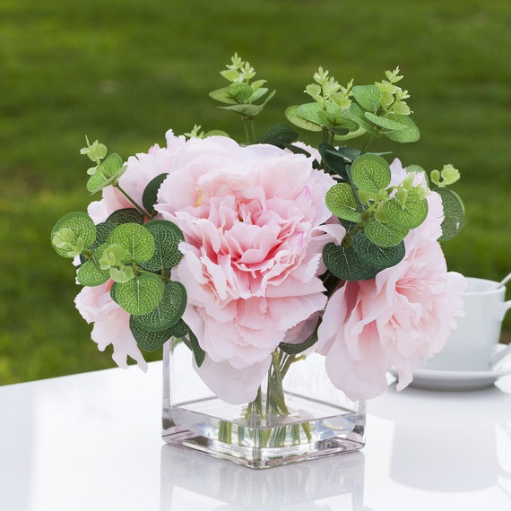 Enova Floral Mixed Artificial Silk Peony Flower Arrangement in