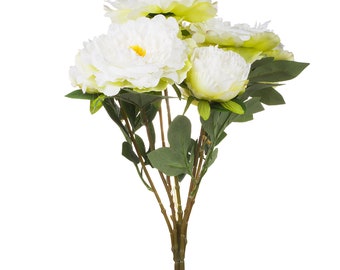 Enova Floral 7 Heads Artificial Peony Flower Bush, Silk Peony Bush, Fake Peony Bush, Faux Flower Stem, Artificial Flower Arrangement Decor