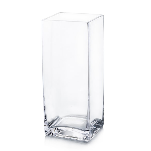 Clear Glass Rectangular Vase Different Diameter and Height for Wedding Centerpieces, Home Office décor, Block Glass Vase for Flowers