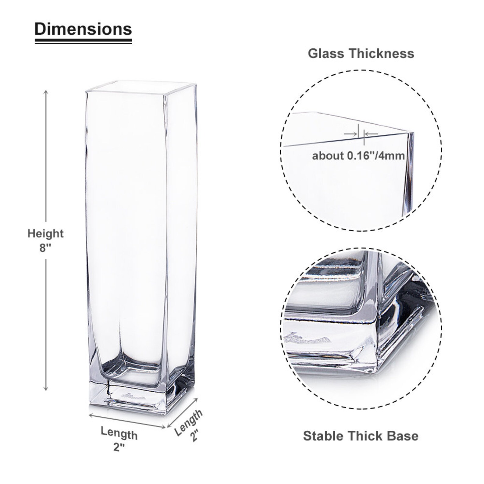 Clear Glass Rectangular Vase Different Diameter and Height for Etsy