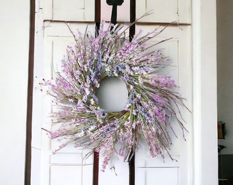 24’’ Mixed Wildflower Spring Summer Artificial Silk Wreath for Front Door Home Wall Wedding Festival Farmhouse Holiday Decor