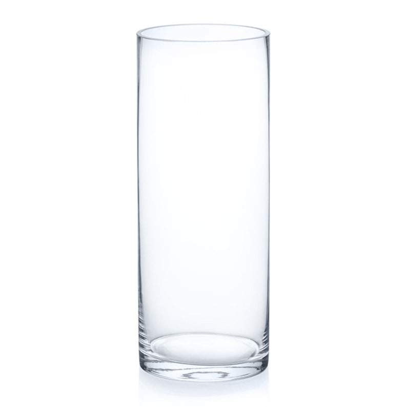 Clear Glass Cylinder Vase 4 inches Diameter and Different Height for Wedding Centerpieces, Home Office décor, Round Vase for Flowers image 1