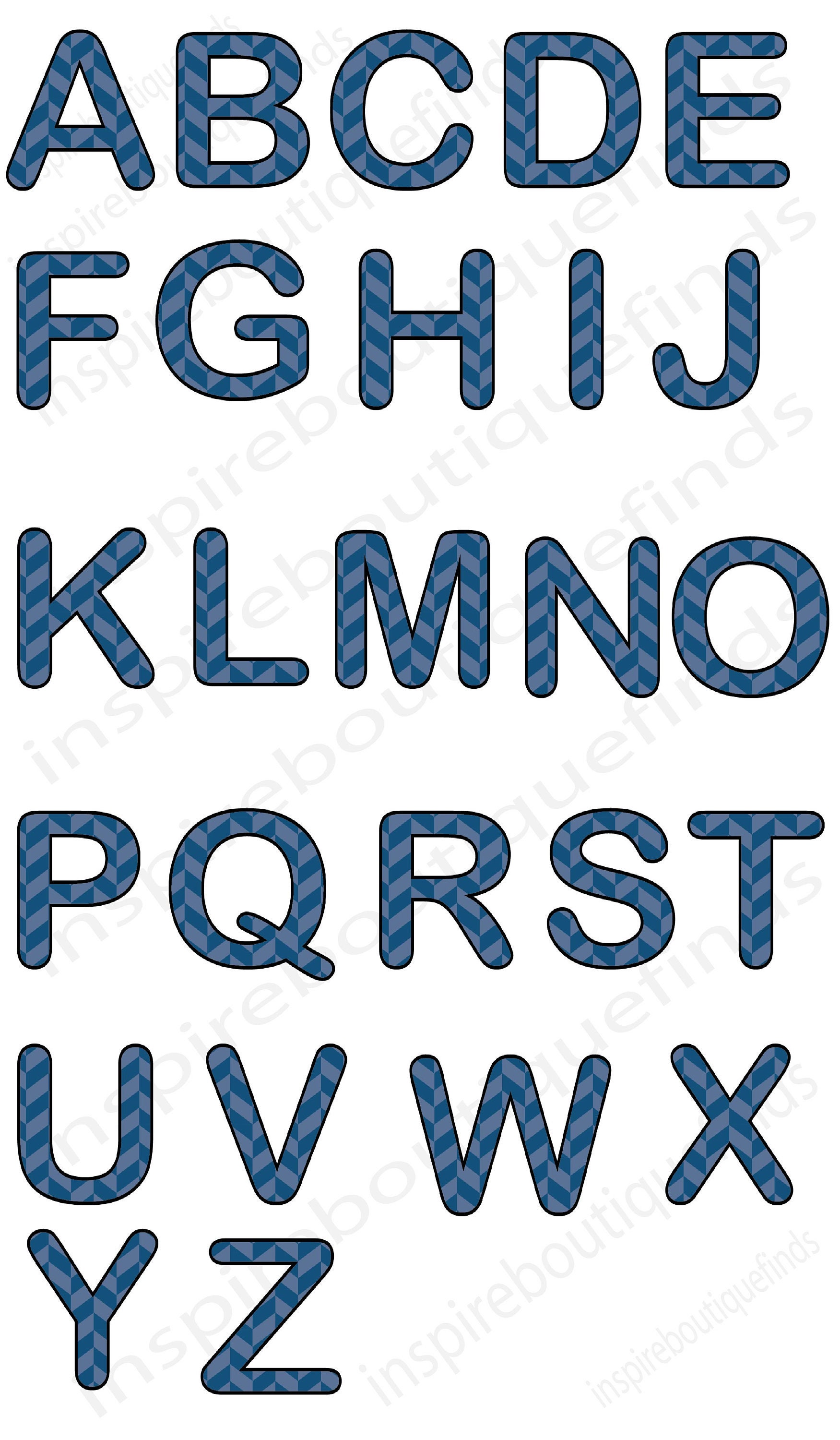 Blue alphabet letters png jpeg instant download printable Etsy