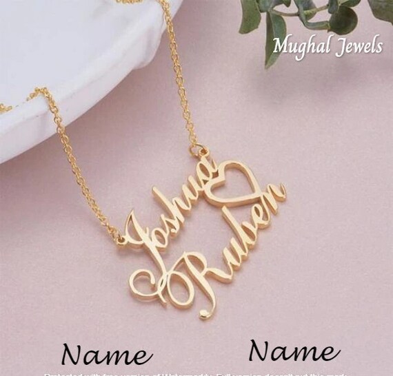 Custom Couple Name Plate Pendant With 