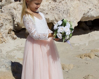 Mary-Jane in Blush/Apricot ~  Flower Girl | Party Dress