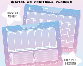 Pastel Sky Aesthetic Digital Printable Planner Download