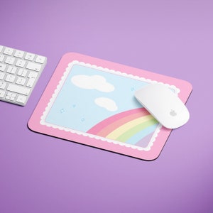 Kawaii Clouds Pastel Rainbow Mousepad image 2