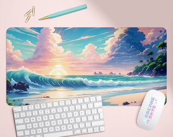 Anime Sunset Desk Mat, Mousepad, Card Game Playing Mat 18" X 36"