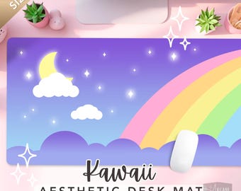 Kawaii Gaming Desk Mat | Cute Mouse Pad Large | Pink Aesthetic Setup Accessories