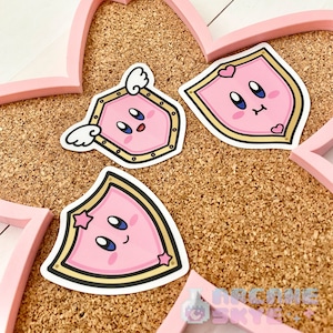 Kirby Shield Waterproof Vinyl Stickers, Kirby Sticker, Cute Kirby, Kawaii Kirby Sticker