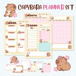 Capybara Planner Week Day Month Planner Pages Digital Printable Download