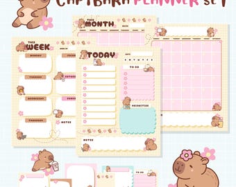 Capybara Planner Week Day Month Planner Pages Digital Printable Download
