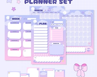 Pastel Space Planner Week Day Month Planner Pages Digital Printable Download