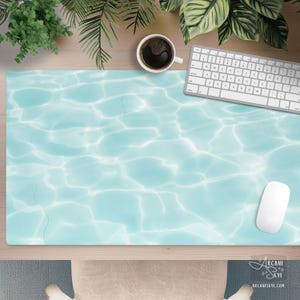 Beach Desk Mat: Calming Ocean Theme - Premium Stitched Edges, Non-Slip Rubber Base, Large Gaming Surface