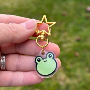 Awkward Frog Acrylic Keychain, Kawaii Frog Keychain image 4