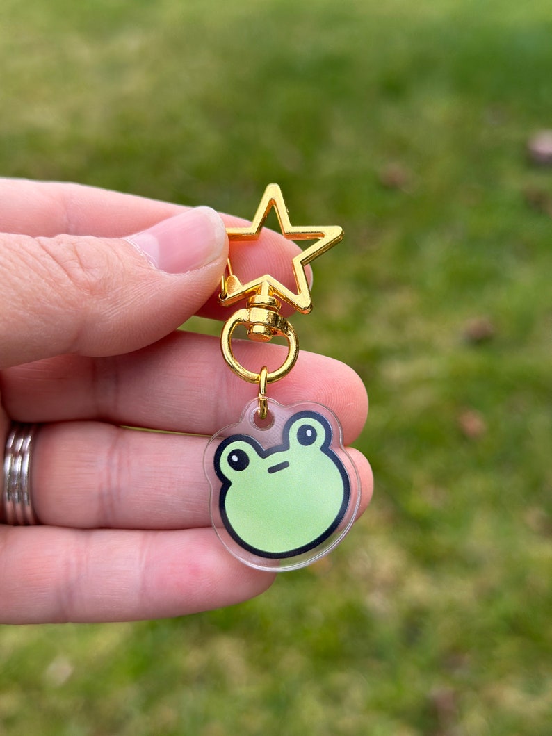 Awkward Frog Acrylic Keychain, Kawaii Frog Keychain image 4