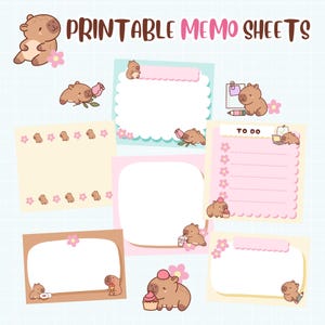 Capybara Printable Memo Sheet Notes Digital Printable Download