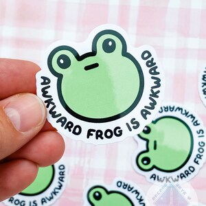 Awkward Frog Vinyl Sticker, Water Bottle Sticker Funny Frog