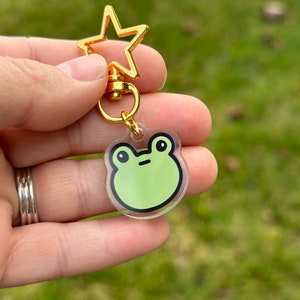 Awkward Frog Acrylic Keychain, Kawaii Frog Keychain image 2