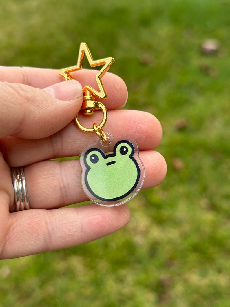 Awkward Frog Acrylic Keychain, Kawaii Frog Keychain image 2