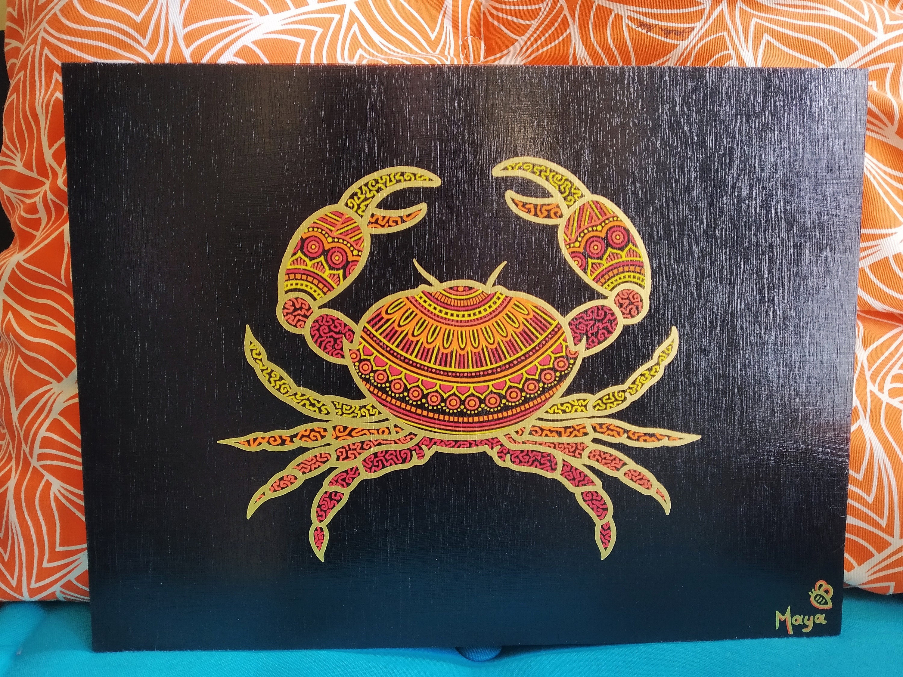 Tableau Mandala Vernis Crabe Matoutou