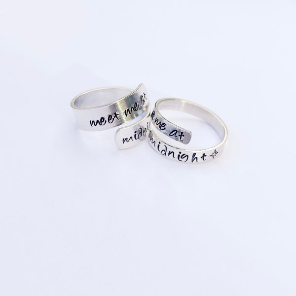 Meet me at Midnight | Midnight's Inspired Hand Stamped Ring | Taylor Swift Jewelry, Rings, Merch, TAYLOR SWIFT MERCHANDISE