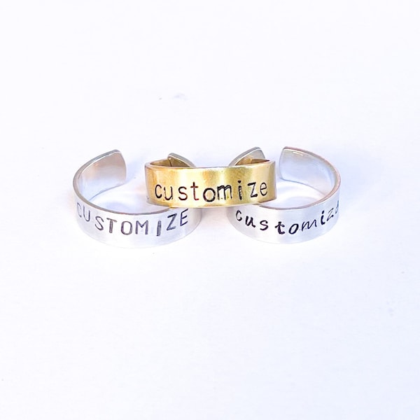 Custom Hand Stamped Rings | Personalized Aluminum Handmade Rings