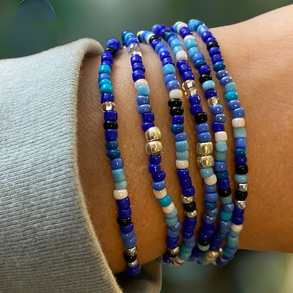 Royal Blue Boho Bracelets For Women For Men • Stackable Bead Stretch bracelets • Blue friendship bracelet • Beach Bracelet