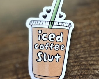 Pegatina para amantes del café helado / Calcomanía divertida con humor barista