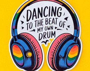 Pegatina de auriculares arcoíris • Calcomanía del orgullo neurodivergente • Vinilo decorativo con mensaje de afirmación