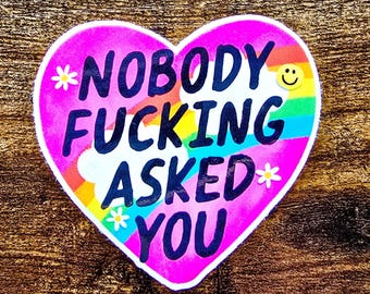 Pegatina Corazón Arcoíris / Humor para adultos, Calcomanía sarcástica, Pegatina para portátil o botella de agua