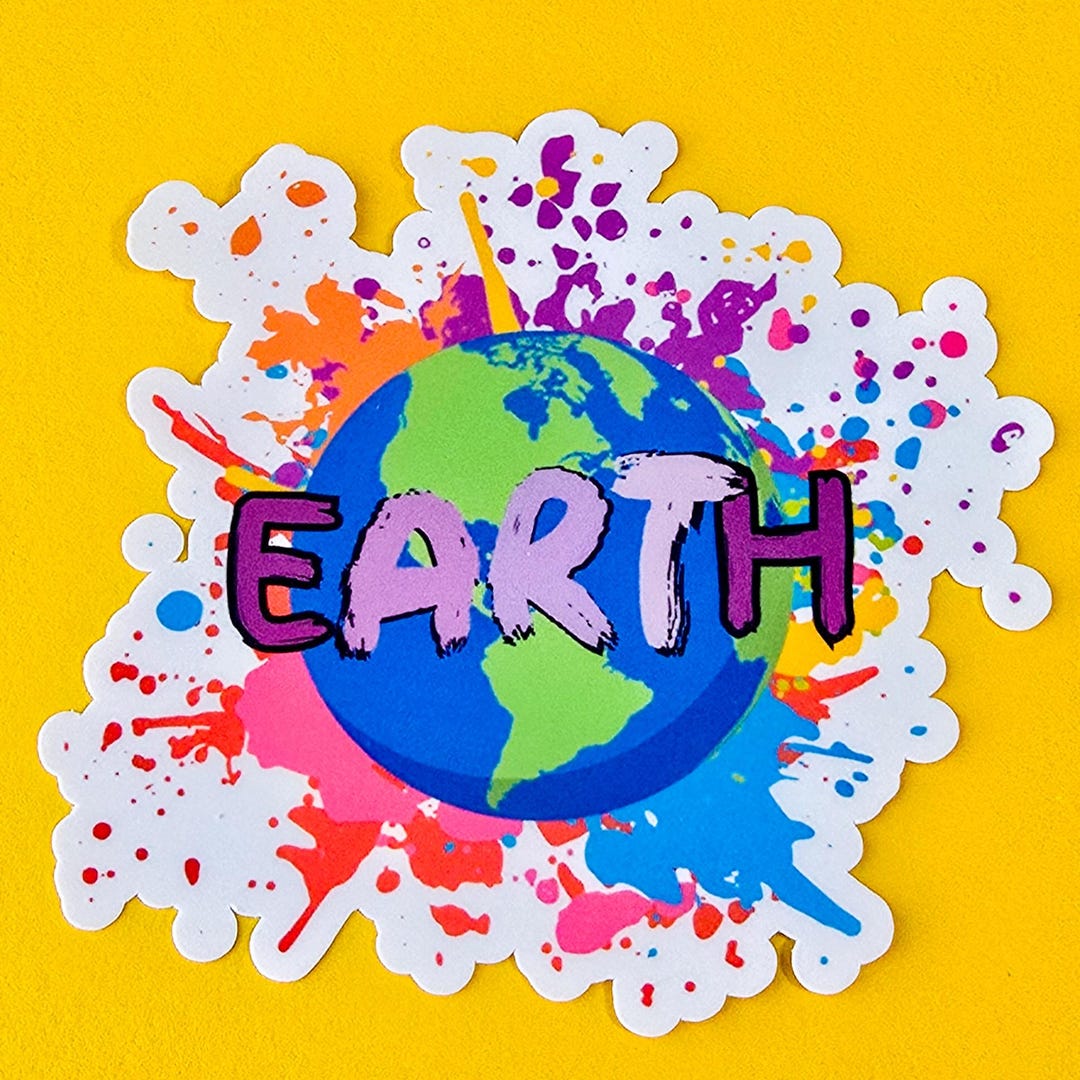 Earth Art Sticker • Waterproof Vinyl Decal for Art Lovers - Etsy