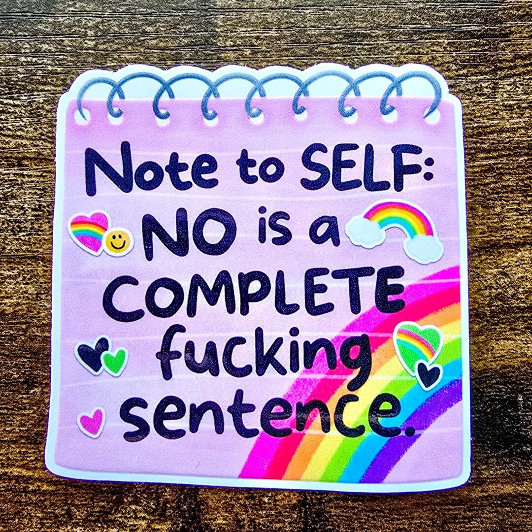 Boundaries Quote Sticker, Mental Health Self Care Vinyl Decal, Rainbow ...