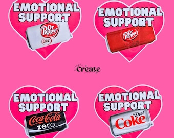 Emotional Support Soda Sticker – Funny Drink Decal, Coke, Dr Pepper