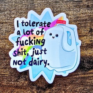 Lactose Intolerant Sticker | Funny Dairy Humor | Milk Carton Decal