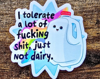 Pegatina para personas intolerantes a la lactosa / Humor lácteo / Calcomanía para cartón de leche