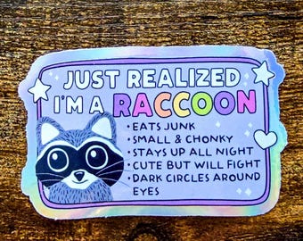 Pegatina de mapache / Calcomanía divertida de mapache basura, humor sobre la ansiedad