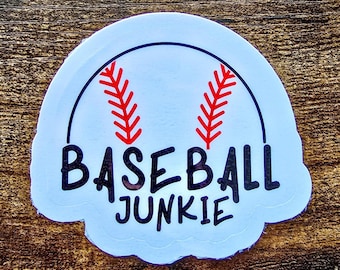 Pegatina de Baseball Junkie: vinilo impermeable para aficionados, portátiles y botellas