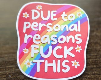 Pegatina divertida de Burnout / Calcomanía sarcástica sobre la adultez, cita de humor negro