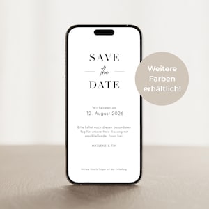 Digitale Save the Date Karte Minimal | Handy-Vorlage für Hochzeitseinladung | Minimalistisch & Elegant | WhatsApp Einladung zum Download