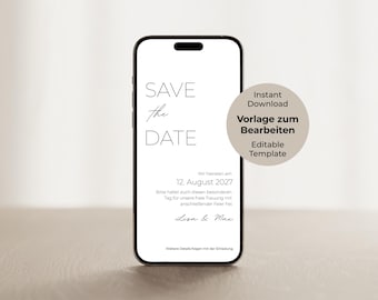 Digital Save the Date Card Wedding Canva Template Editable Personalized Invitation Card Instant Download WhatsApp Online Ecard