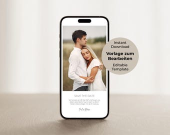 Save the Date Card Wedding digital Canva template customizable editable Instant Download Online Invitation Card WhatsApp Ecard