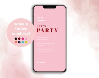 Digital | Save the Date | Birthday | Geburtstagseinladung | Geburtstag | Einladung | Vorlage | Personalisiert | Ecard | Versenden Whatsapp