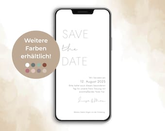 Digital | Save the Date | Wedding | Hochzeitseinladung | Hochzeit | Einladung | Vorlage | Personalisiert | Ecard | Versenden per WhatsApp