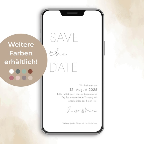 Digital | Save the Date | Wedding | Hochzeitseinladung | Hochzeit | Einladung | Vorlage | Personalisiert | Ecard | Versenden per WhatsApp