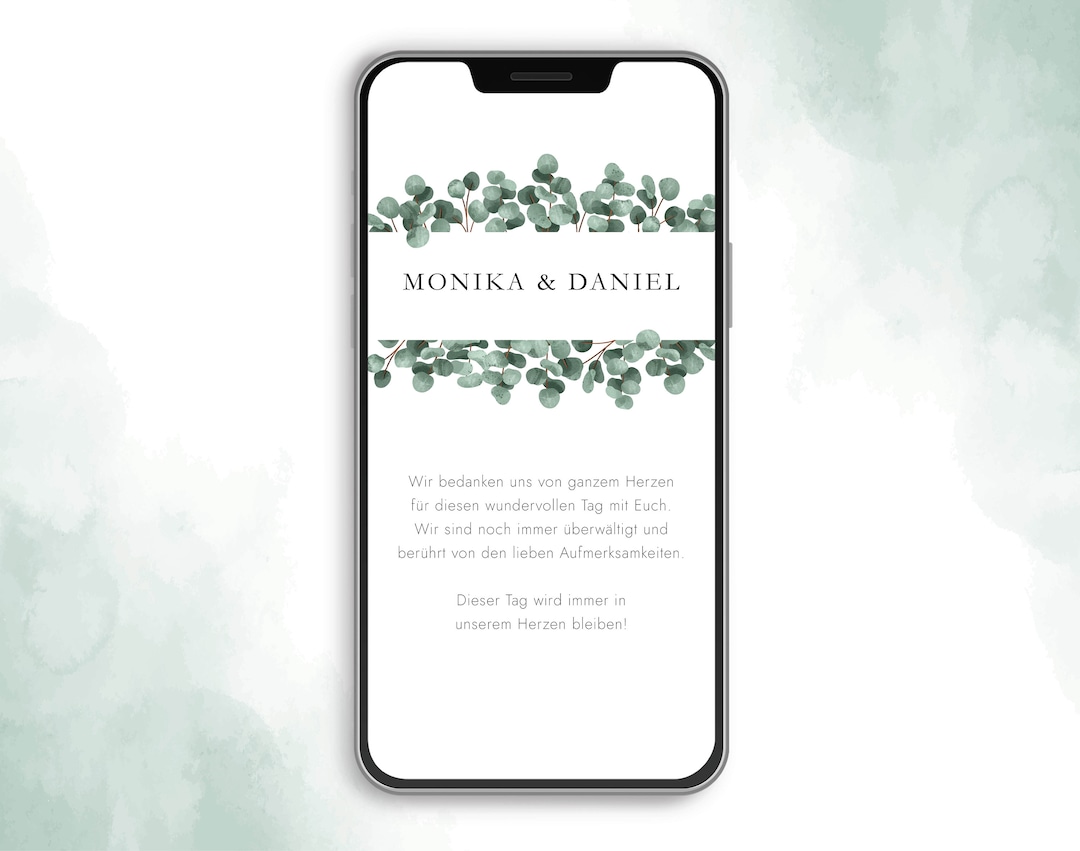 Digital Thank You Card Acknowledgement Wedding Greeting Electronical ...